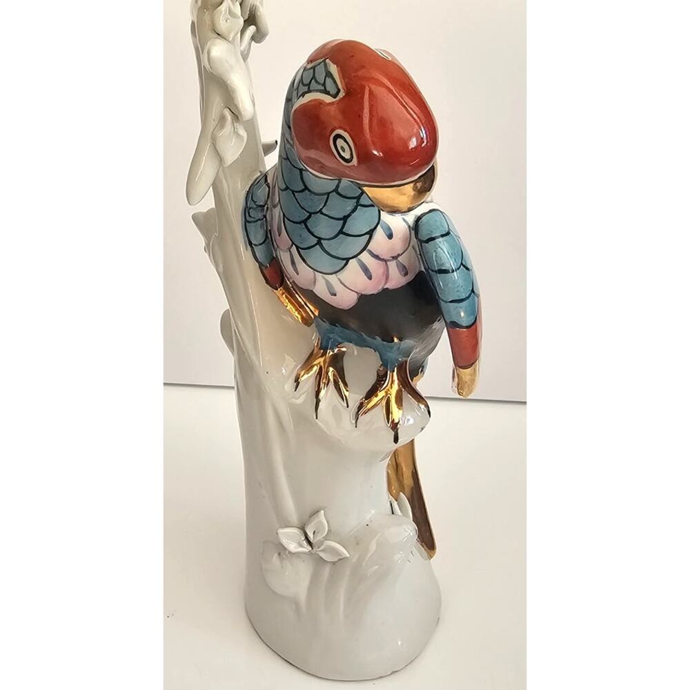 Kinder-Harris Macaw Parrot Figurine Sculpture Hand painted Porcelain Gold Gild - Picture 4 of 9